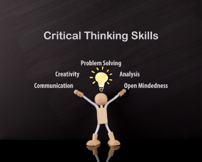 stick figure thinking under critical thinking skills graphic