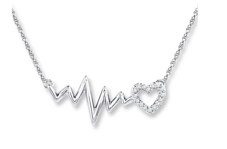 Heartbeat Necklace with Diamonds