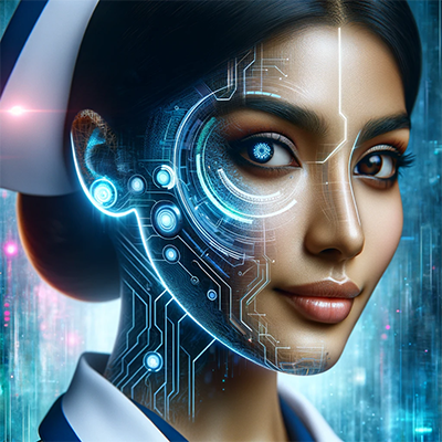 AI generated illustration of nurse with a futuristic look