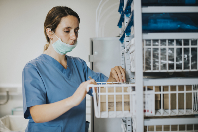 nurse looking for supplies